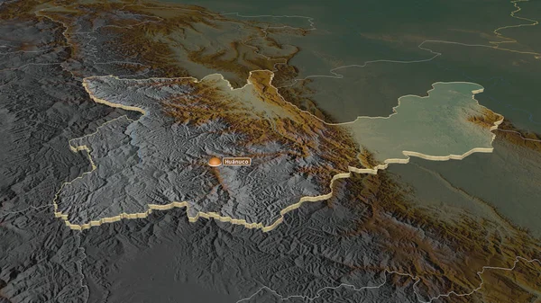 Zoom Huanuco Região Peru Extrudido Perspectiva Óbvia Mapa Topográfico Relevo — Fotografia de Stock