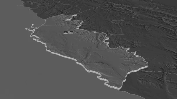 Zoom Ica Regione Del Perù Estruso Prospettiva Obliqua Mappa Elevazione — Foto Stock