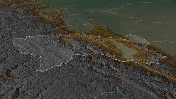Zoom Junin Regione Del Perù Delineato Prospettiva Obliqua Mappa Topografica — Foto Stock