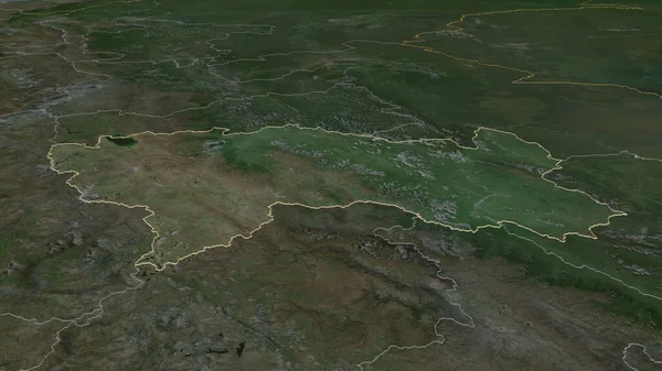 Přiblížit Junin Oblast Peru Nastínil Úhlová Perspektiva Satelitní Snímky Vykreslování — Stock fotografie