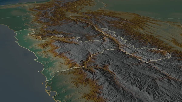Zoom Sur Libertad Région Pérou Esquissé Perspective Oblique Carte Topographique — Photo