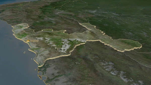 Zoom Sur Libertad Région Pérou Extrudé Perspective Oblique Imagerie Satellite — Photo