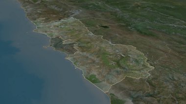 Lima 'ya (Peru bölgesi) yakınlaştır. Belirsiz bir bakış açısı. Uydu görüntüleri. 3B görüntüleme