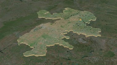 Chelyabinsk 'e (Rusya bölgesi) yakınlaştırın. Belirsiz bir bakış açısı. Uydu görüntüleri. 3B görüntüleme
