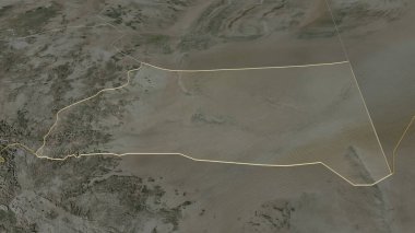 Najran 'a (Suudi Arabistan bölgesi) yakınlaştırın. Belirsiz bir bakış açısı. Uydu görüntüleri. 3B görüntüleme