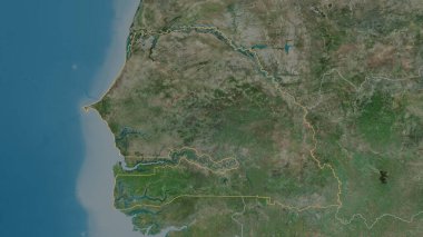 Senegal bölgesinin ana hatları. Uydu görüntüleri. 3B görüntüleme