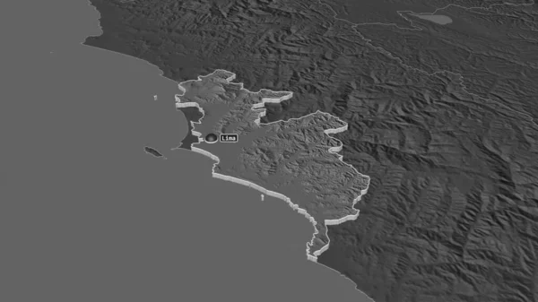 Zoom Província Lima Província Peru Extrudido Perspectiva Óbvia Bilevel Mapa — Fotografia de Stock