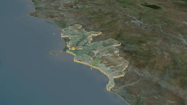 Inzoomen Lima Provincie Provincie Peru Geëxtrudeerd Obliek Perspectief Satellietbeelden Weergave — Stockfoto