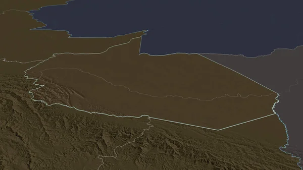 Acércate Madre Dios Región Perú Esbozada Perspectiva Oblicua Mapa Coloreado — Foto de Stock