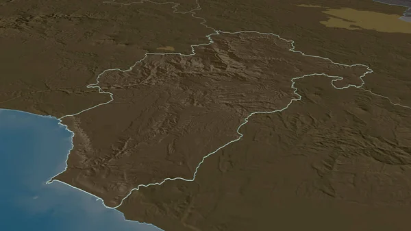 Zoom Sur Moquegua Région Pérou Esquissé Perspective Oblique Carte Colorée — Photo
