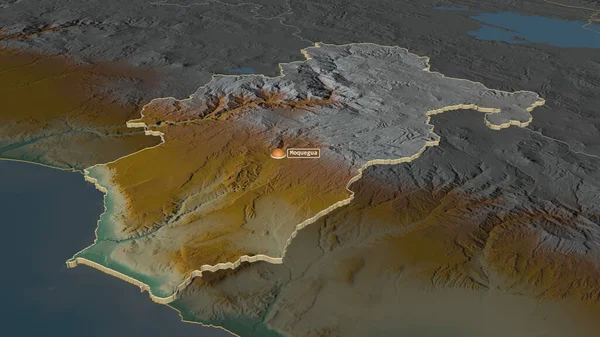 Zoom Sur Moquegua Région Pérou Extrudé Perspective Oblique Carte Topographique — Photo