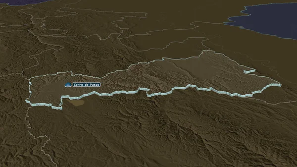 Zoom Pasco Wilayah Peru Diekstrusi Oblique Perspektif Berwarna Dan Berbenturan — Stok Foto