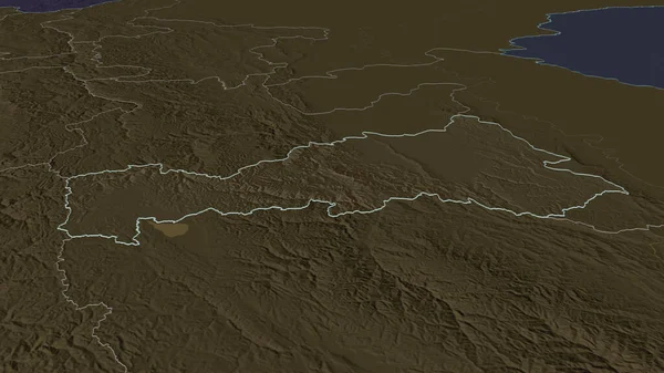 Powiększ Pasco Region Peru Perspektywa Ukośna Kolorowa Wyboista Mapa Podziału — Zdjęcie stockowe