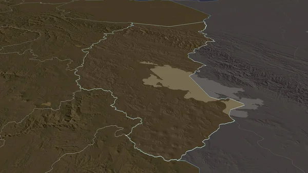 Zbliżenie Puno Region Peru Przedstawione Perspektywa Ukośna Kolorowa Wyboista Mapa — Zdjęcie stockowe