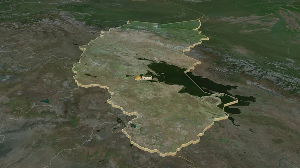 Inzoomen Puno Regio Van Peru Geëxtrudeerd Obliek Perspectief Satellietbeelden Weergave — Stockfoto