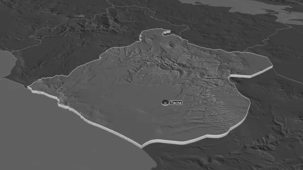 Zoom Tacna Regione Del Perù Estruso Prospettiva Obliqua Mappa Elevazione — Foto Stock