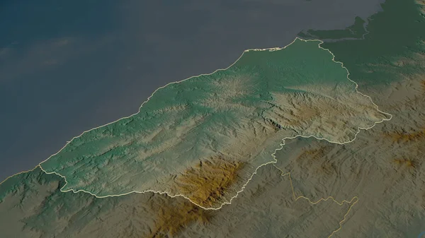 Zoom Tumbes Região Peru Delineado Perspectiva Óbvia Mapa Topográfico Relevo — Fotografia de Stock