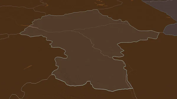 把重点放在马索维安 波兰省 斜的角度 用地表水绘制了行政区划的彩色和凹凸的地图 3D渲染 — 图库照片