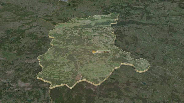 Zoom Auf Lubusz Woiwodschaft Polen Schräge Perspektive Satellitenbilder Rendering — Stockfoto