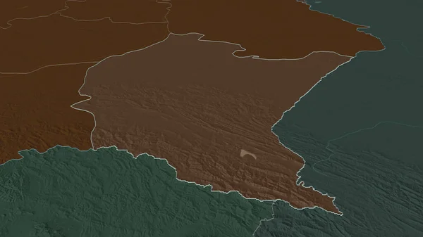 Zoom Subcarpathian Voivodato Della Polonia Delineato Prospettiva Obliqua Mappa Colorata — Foto Stock