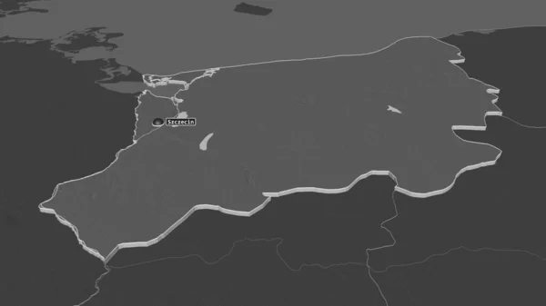 Приблизь Западно Поморское Воеводство Польши Экструдированное Непристойная Перспектива Карта Высоты — стоковое фото