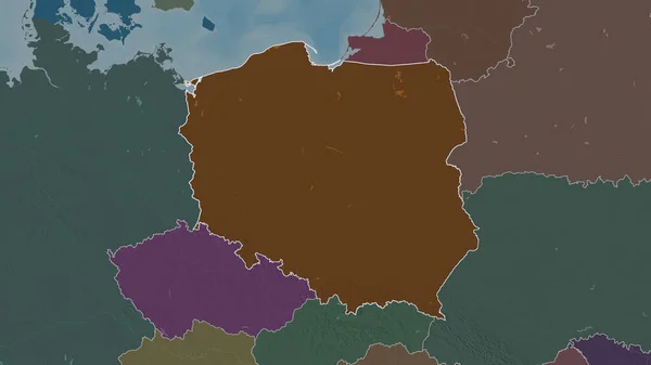 Forme Esquissée Région Pologne Carte Colorée Bosselée Division Administrative Avec — Photo