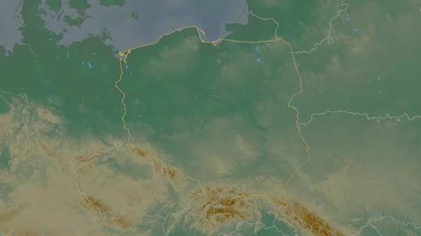 Forma Esboçada Área Polónia Mapa Topográfico Relevo Com Águas Superficiais — Fotografia de Stock