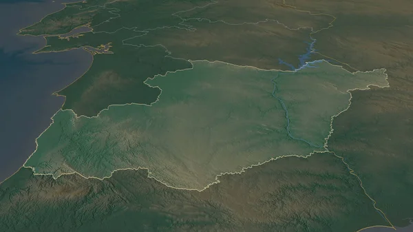 Начнем Бежа Район Португалии Непристойная Перспектива Карта Рельефа Поверхностными Водами — стоковое фото