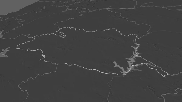 Zoom Evora District Portugal Outlined Oblique Perspective Bilevel Elevation Map — Stock Photo, Image