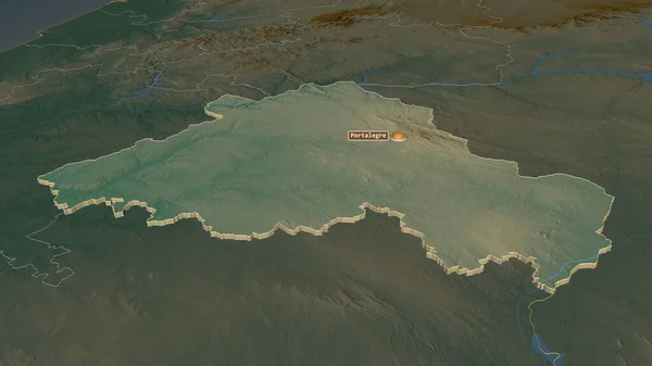 Zoom Auf Portalegre Kreis Portugal Schräge Perspektive Topographische Reliefkarte Mit — Stockfoto