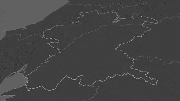 Zoom Santarem Distretto Del Portogallo Delineato Prospettiva Obliqua Mappa Elevazione — Foto Stock