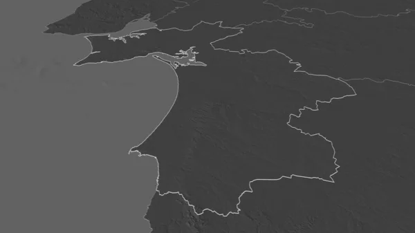 Amplie Setúbal Distrito Portugal Delineado Perspectiva Óbvia Bilevel Mapa Elevação — Fotografia de Stock