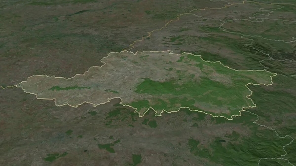 Aproxime Arad Condado Romênia Delineado Perspectiva Óbvia Imagens Satélite Renderização — Fotografia de Stock