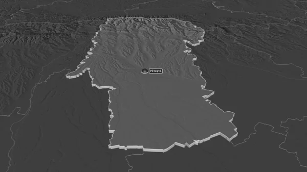 Zoom Auf Arges Landkreis Rumänien Schräge Perspektive Karte Der Höhenlage — Stockfoto