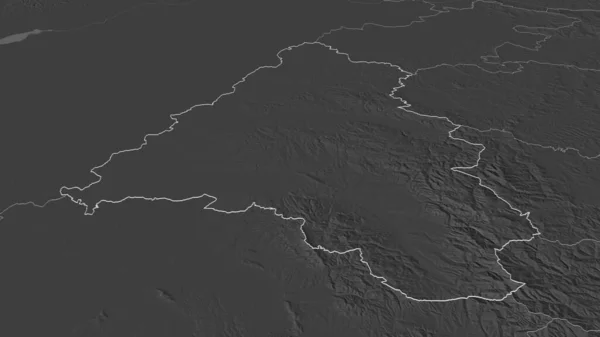 Zoom Auf Bihor Kreis Rumänien Umrissen Schräge Perspektive Karte Der — Stockfoto