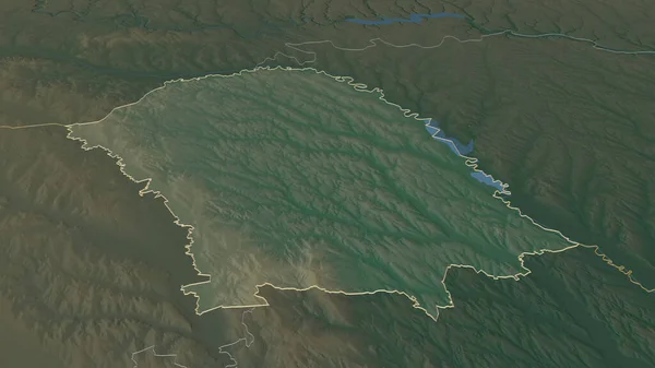 ボトサニ ルーマニアの郡 にズームアウト概要 嘘の見方だ 地表水と地形救援マップ 3Dレンダリング — ストック写真