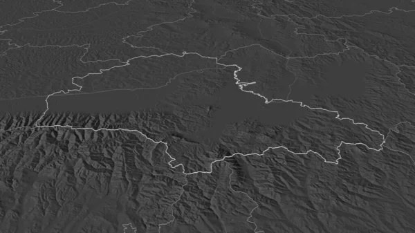 Zoom Auf Brasov Kreis Rumänien Skizziert Schräge Perspektive Karte Der — Stockfoto