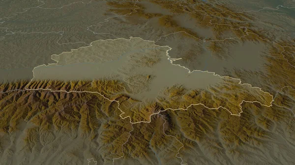 Zoom Brasov Contea Romania Delineato Prospettiva Obliqua Mappa Topografica Rilievo — Foto Stock