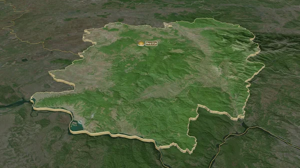 Powiększ Caras Severin Okręg Rumunii Wytłaczane Perspektywa Ukośna Zdjęcia Satelitarne — Zdjęcie stockowe