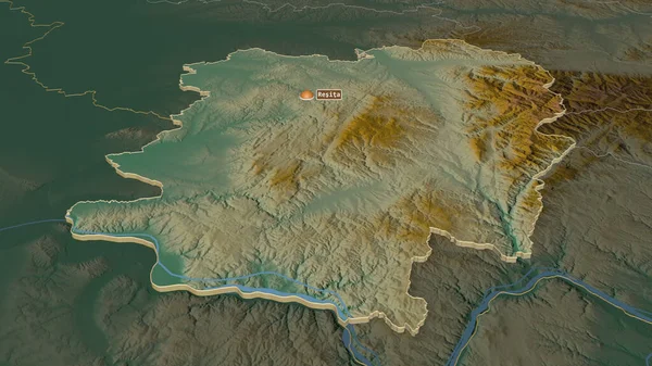 Ampliar Caras Severin Condado Rumania Extruido Perspectiva Oblicua Mapa Topográfico — Foto de Stock