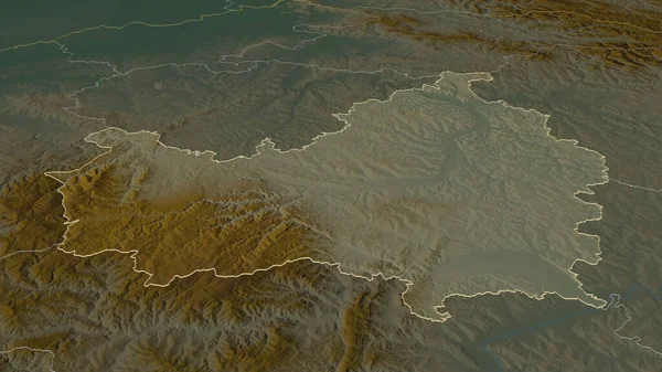 Powiększ Cluj Okręg Rumunii Przedstawione Perspektywa Ukośna Mapa Pomocy Topograficznej — Zdjęcie stockowe