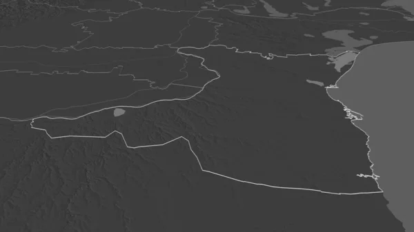Zoom Constanta Contea Romania Delineato Prospettiva Obliqua Mappa Elevazione Bilivello — Foto Stock