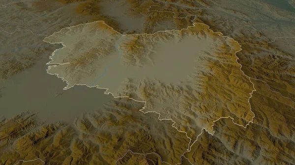 Zoom Covasna County Romania Outlined Oblique Perspective Topographic Relief Map — Stock Photo, Image