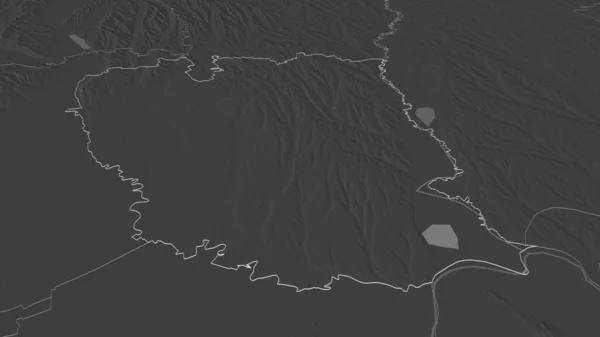 Zoom Galati Provincie Roemenië Geschetst Obliek Perspectief Hoogteverschil Kaart Met — Stockfoto