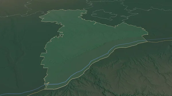 Přiblížit Giurgiu Okres Rumunsko Nastínil Úhlová Perspektiva Topografická Reliéfní Mapa — Stock fotografie