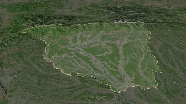 Přiblížit Gorj Okres Rumunsko Nastínil Úhlová Perspektiva Satelitní Snímky Vykreslování — Stock fotografie