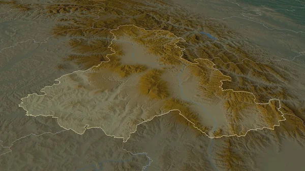 Powiększ Harghitę Okręg Rumunii Perspektywa Ukośna Mapa Pomocy Topograficznej Wodami — Zdjęcie stockowe