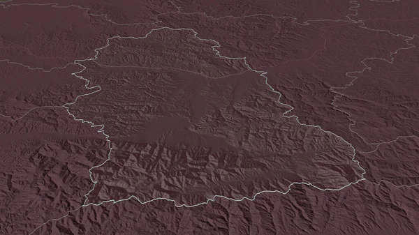 Ampliar Hunedoara Condado Rumania Esbozado Perspectiva Oblicua Mapa Coloreado Tocado — Foto de Stock