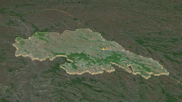 Zoom Sur Iasi Comté Roumanie Extrudé Perspective Oblique Imagerie Satellite — Photo