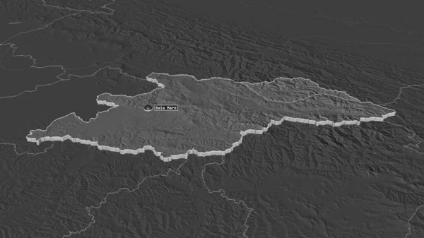 Maramures ルーマニアの郡 でズームアウト 嘘の見方だ 地表水と二階の標高マップ 3Dレンダリング — ストック写真